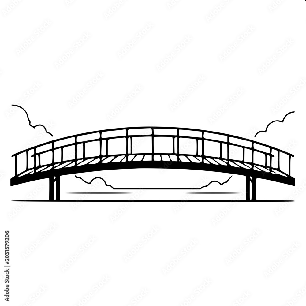 Fototapeta premium Professional Footbridge black and white vector art