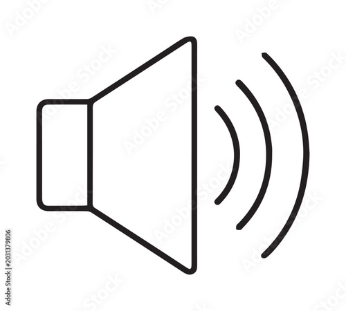 Speaker Icon with Volume Waves Minimalist Black Outline Illustration for UI UX Design Multimedia and Audio Notification Interface