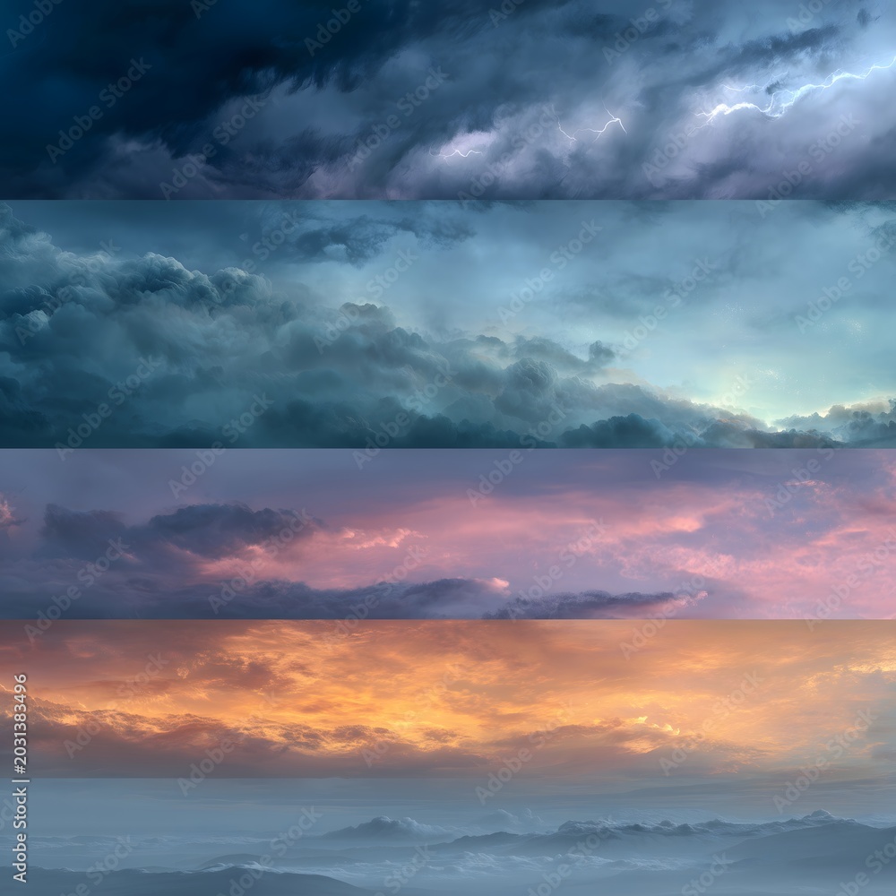 Obraz premium Atmospheric background collection featuring weather progression and moody horizons