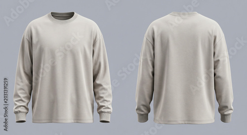 Off White Crewneck Sweatshirt Mockup Long Sleeve Front and Back
