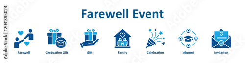 Foto -Farewell Event web icon banner with glyph color style