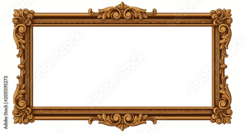 Ornate Vintage Wooden Picture Frame with Decorative Scrollwork