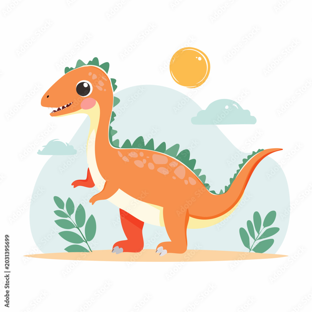 Naklejka premium Cute Orange Dinosaur Illustration