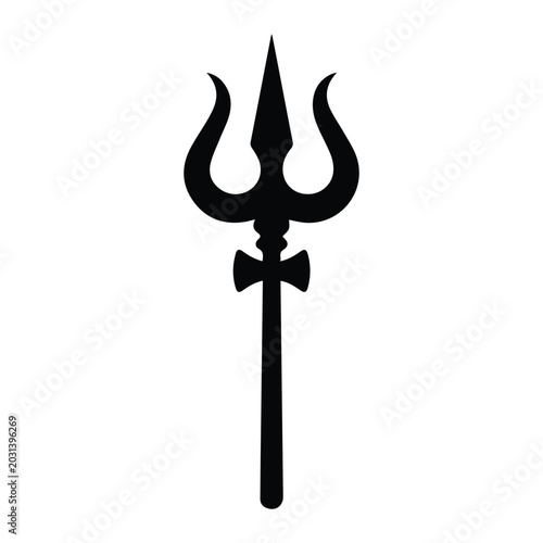 Trishul icon Silhouette Vector black design on a white background