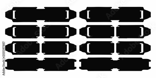 Photos Black silhouettes of futuristic rectangular objects with central indentations on