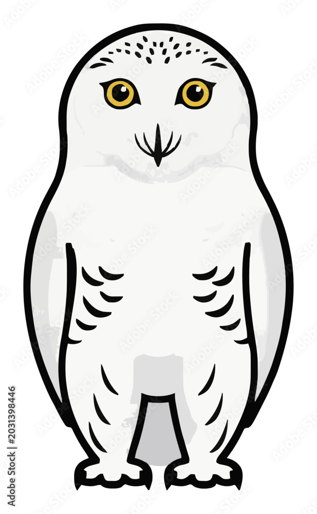 Obraz premium Snowy owl front view minimalist illustration. Generative AI