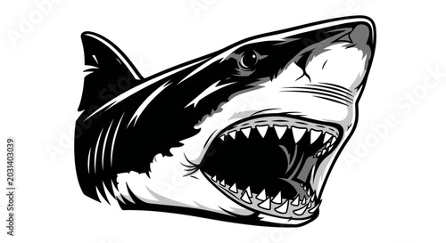 Cuadro en lienzo Aggressive Shark Head Open Mouth Teeth Illustration