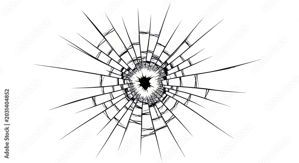 Naklejka premium Shattered Glass Texture, Cracked Window, Abstract Impact Pattern