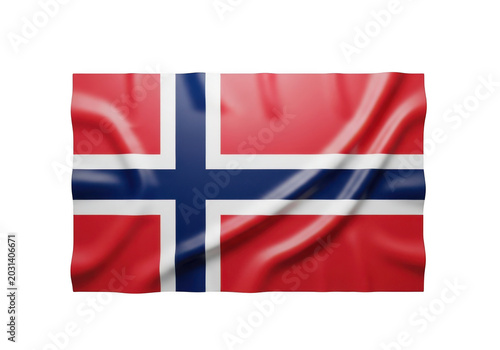 Norwegian flag waving isolated on transparent background