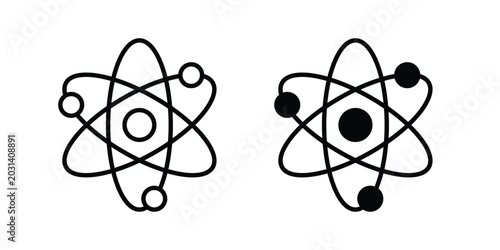 Photos Atom icon design concept pack in black color
