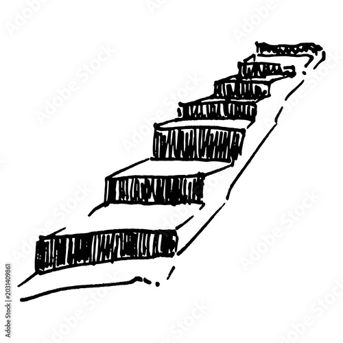 Black and white vector hand drawn a ladder isolated background