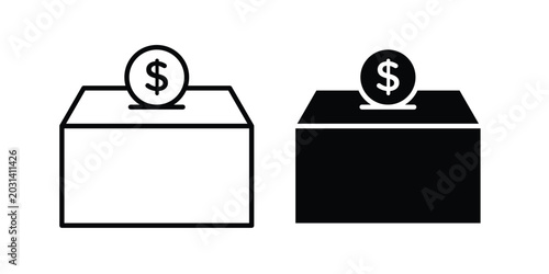 Tableau sur toile Money donation icon design concept pack in black color