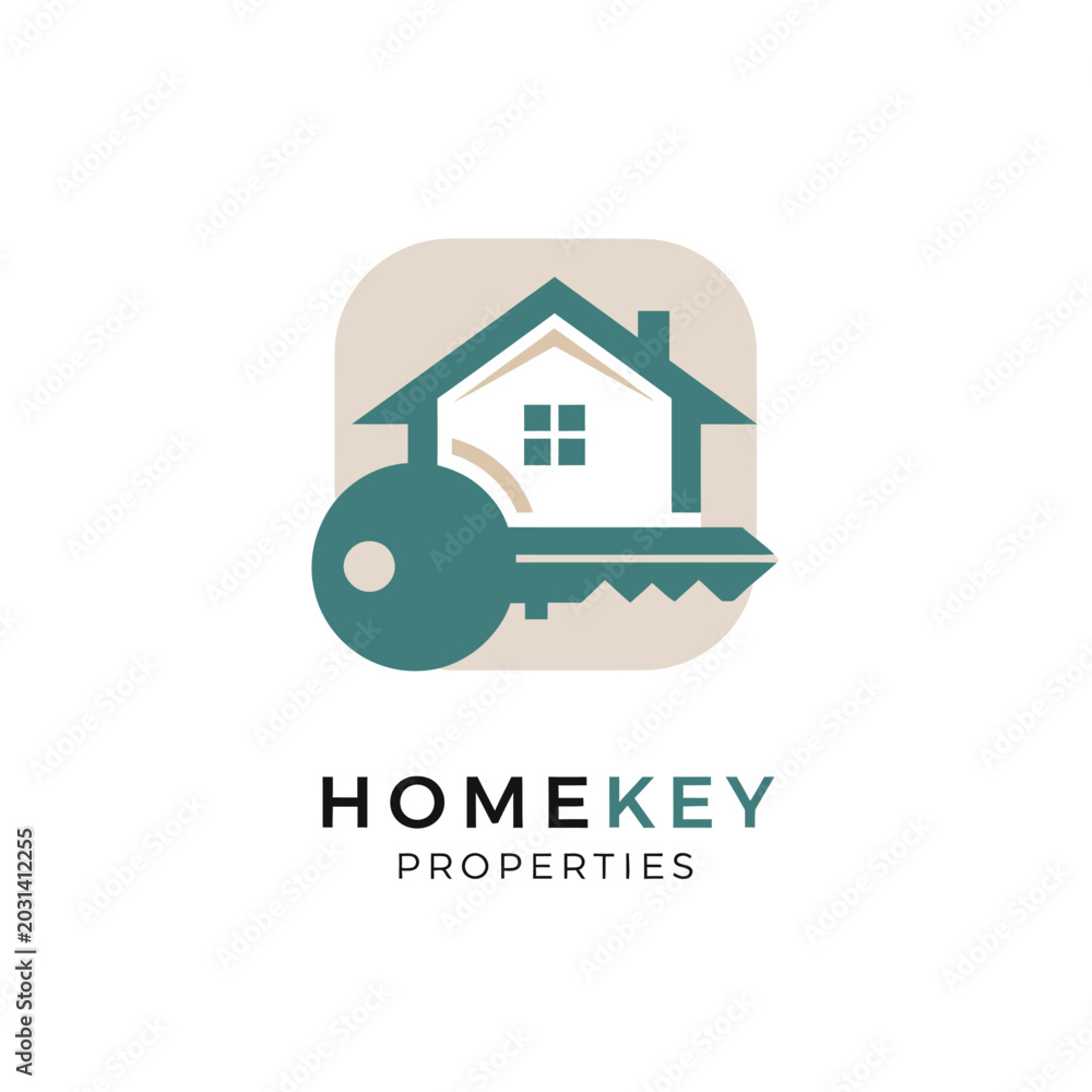 Fototapeta premium Home key with house logo symbol.