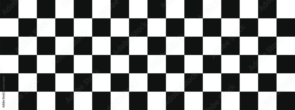 Obraz premium Abstract checkerboard pattern background with classic black and white geometric squares in seamless retro layout. Creative racing texture for motorsport branding, digital wallpapers and modern graphic