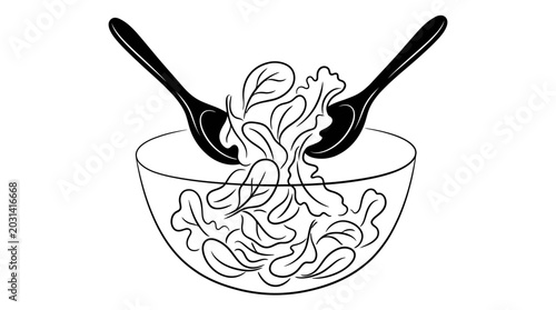 Foto Spaghetti in a bowl with forks.