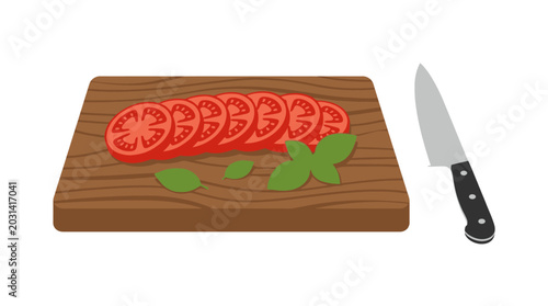 Tableau sur toile Sliced tomatoes on cutting board.