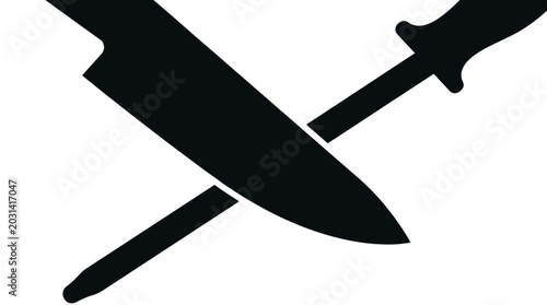 Bild auf Leinwand Crossed knife and dagger silhouette.
