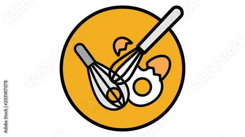 Canvas Print Whisk and egg kitchen tool.