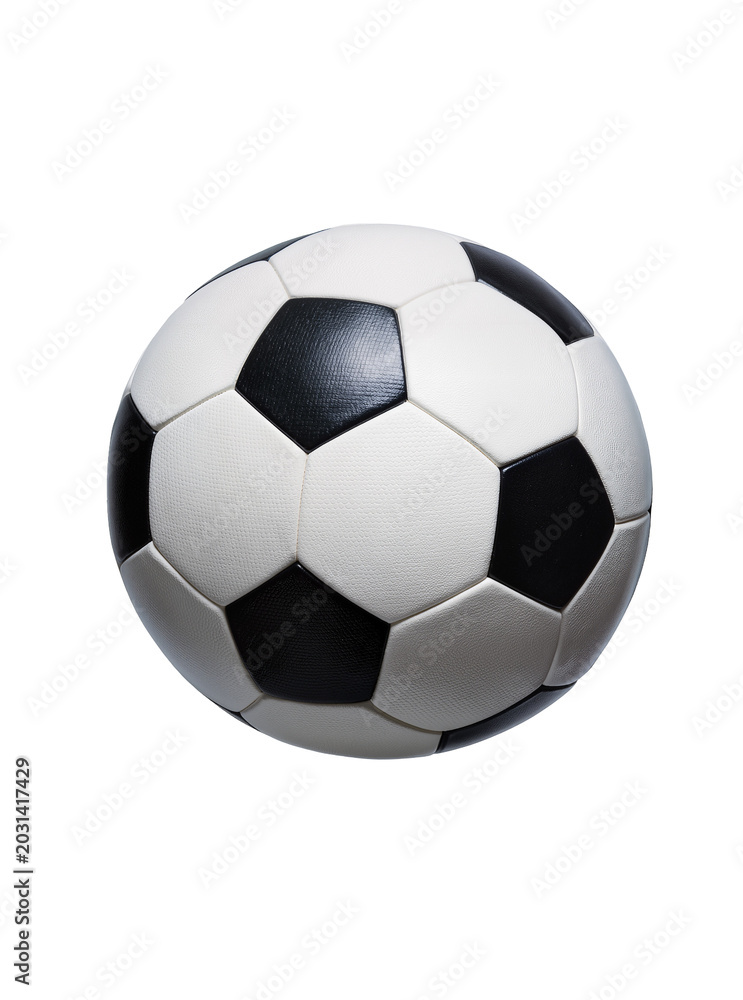 Fototapeta premium Classic black and white soccer ball, isolated on transparent background