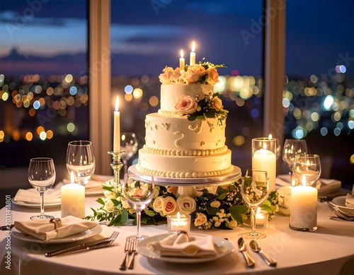 wedding cake with candles