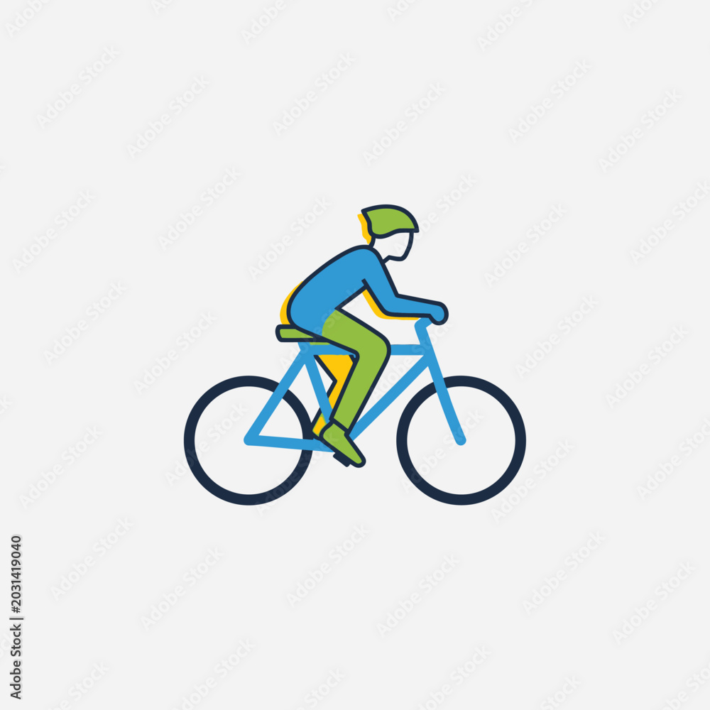 Fototapeta premium Man Riding a Bicycle Quickly Outdoors.