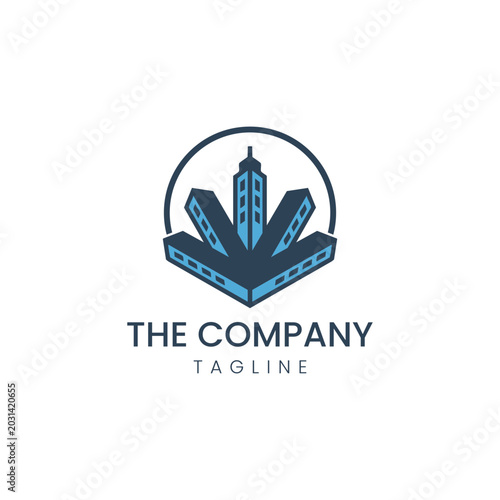 Abstract geometric real estate building cityscape logo vector template