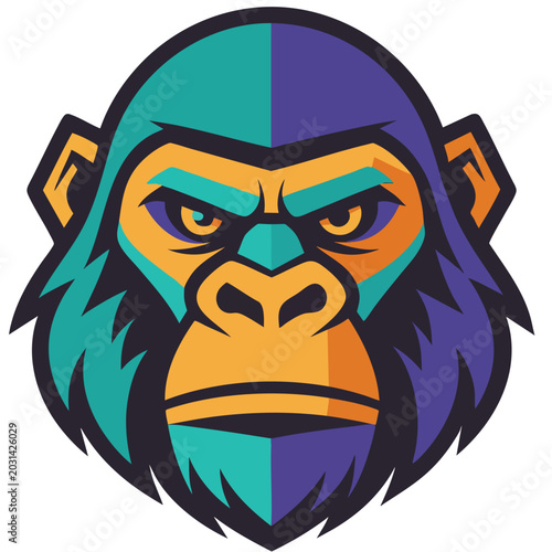 Stylized gorilla head mascot logo illustration.