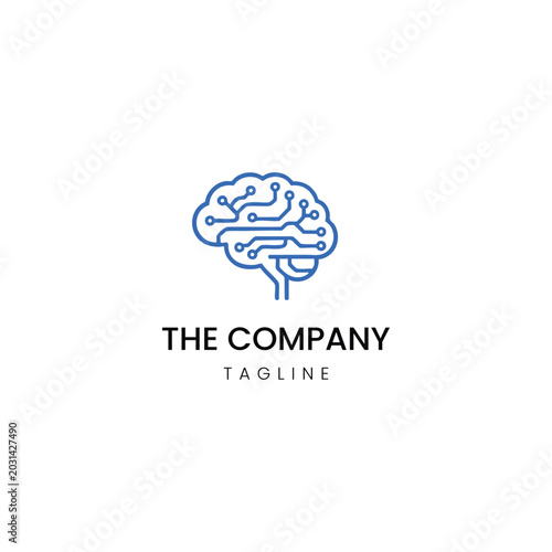 Artificial intelligence brain circuit logo vector template