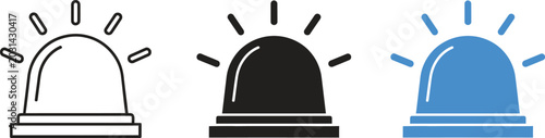 Foto Minimalist alert siren icons in outline filled and blue styles
