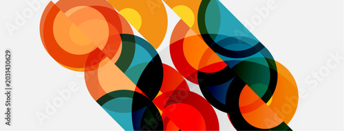 Fotografie Abstract composition featuring overlapping colorful circles, creating dynamic visual interplay