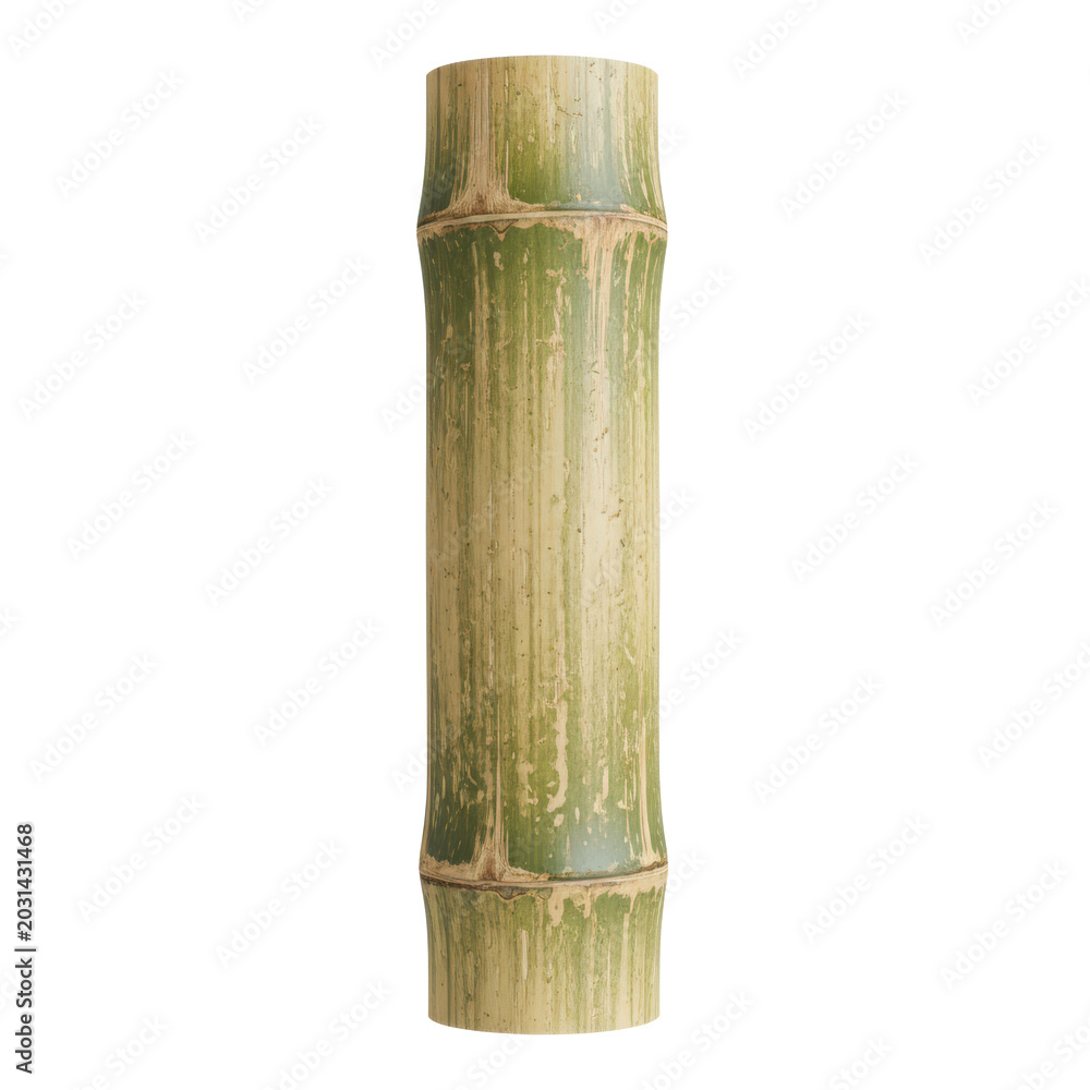 Fototapeta premium Segment of a Green Bamboo Stalk with Nodes