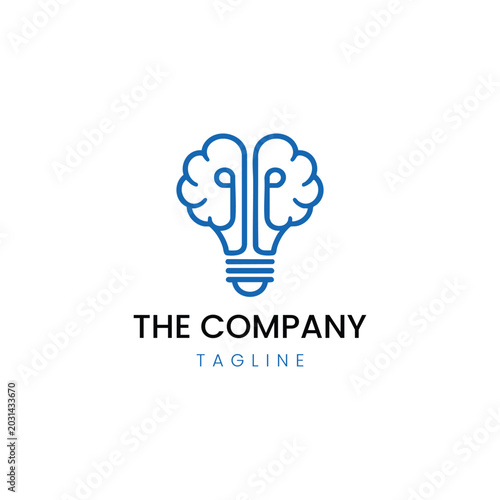 Creative brain lightbulb logo vector template for innovation and ideas