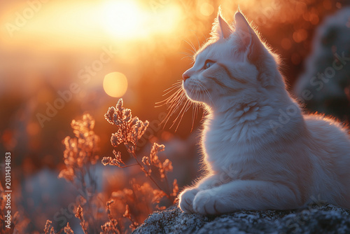 A cat at sunrise