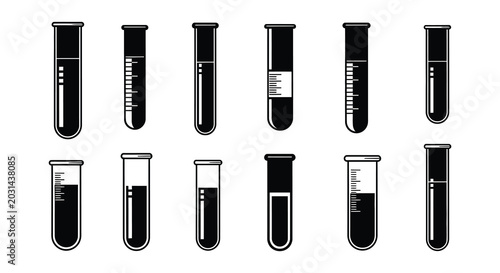 Tableau sur toile Test tube set black vector illustration on white background