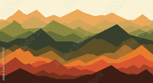Abstract Mountain Landscape - Geometric Layers of Earthy Tones