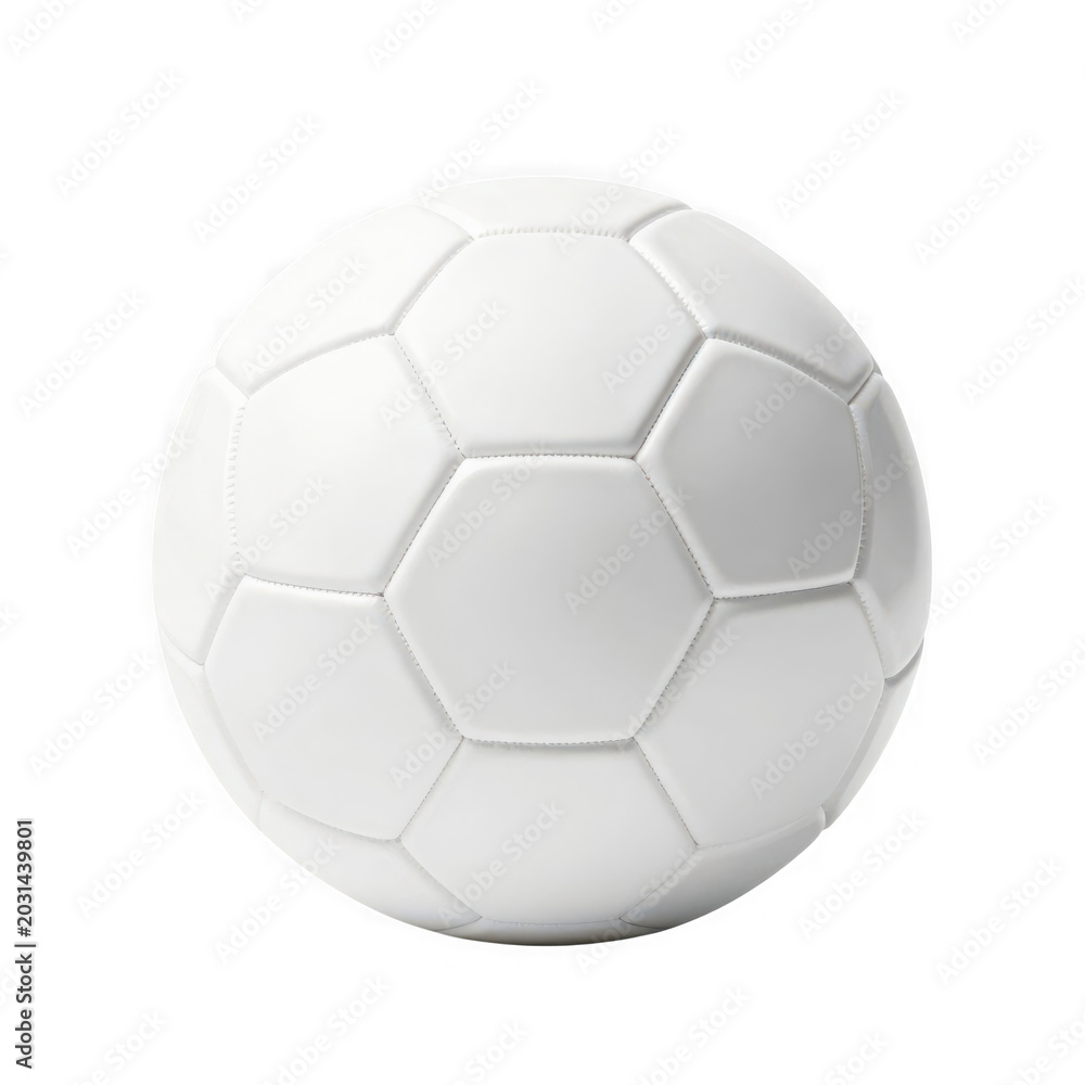 Fototapeta premium White Soccer Ball with Classic Black Stitched Panels Ready for Game Play transparent background