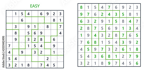 Sudoku puzzles with easy level on white background