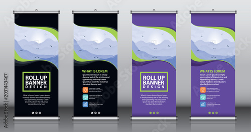 Fotografie Roll up banner design template vector, abstract background, modern x-banner, bro