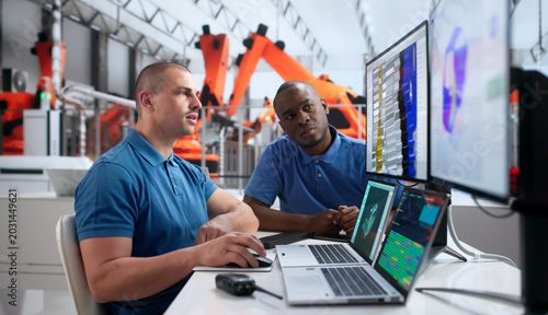 Quadro su tela Young Automotive Engineer Uses 3D Simulation Software Analyzing Electric