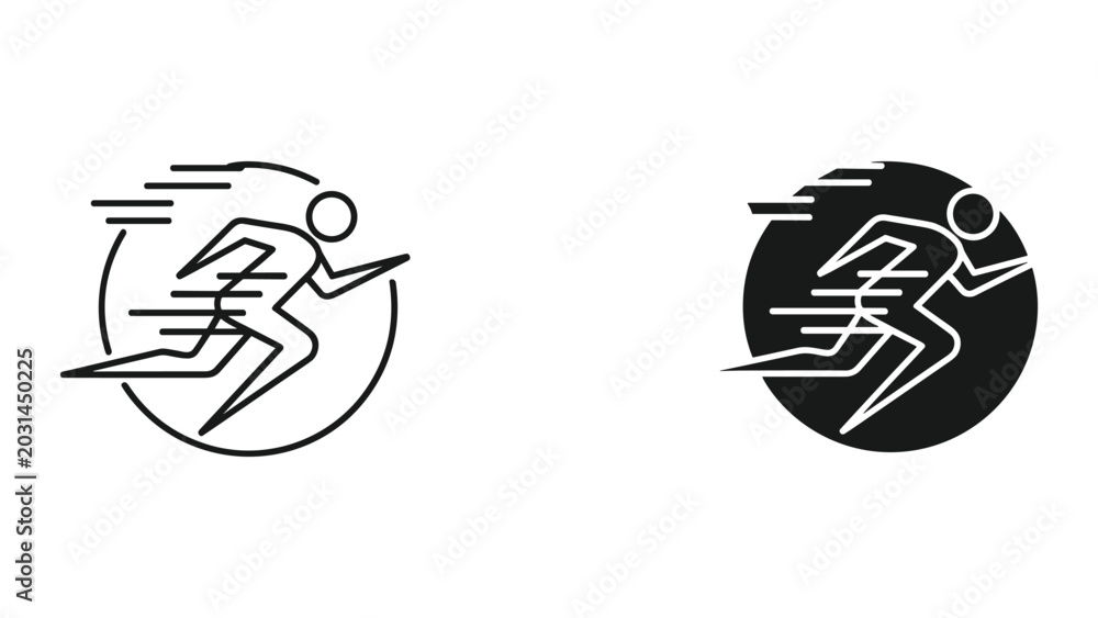 Fototapeta premium A vector illustration of a running man in a circular motion with motion lines