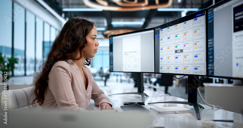 Young Hispanic Woman Organizing Digital Files