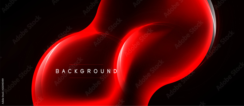 Naklejka premium Red abstract shapes overlap, creating dynamic glowing effect. Dark background enhances vibrant color contrast. Text reads background.