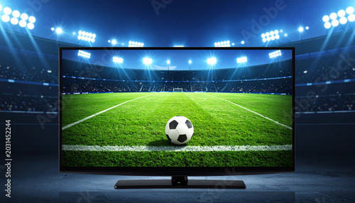 Modern HDTV Displaying Football Arena