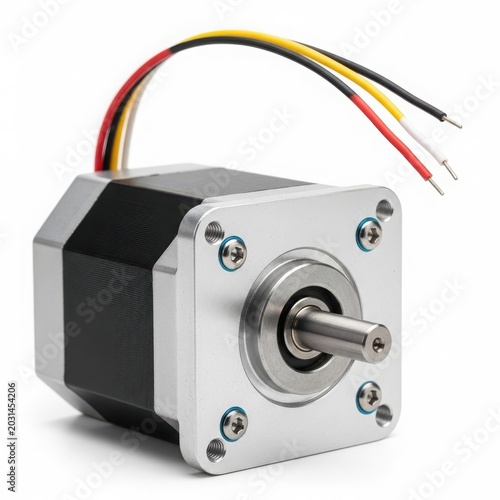 A small stepper motor with wires attached to it