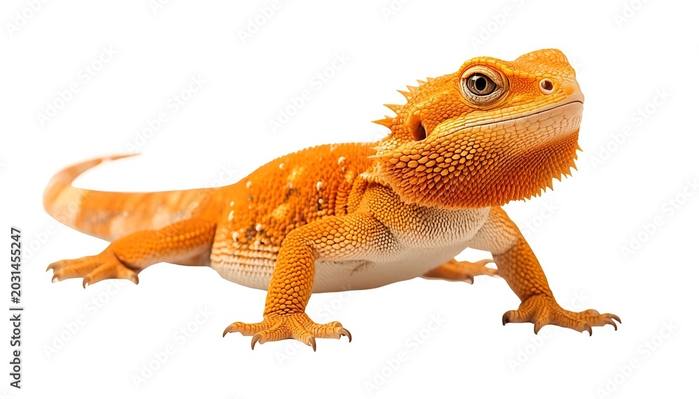 Fototapeta premium Bearded Dragon PNG Isolated on Transparent Background with Orange Spiky Scales for Exotic Pet and Wildlife Themes