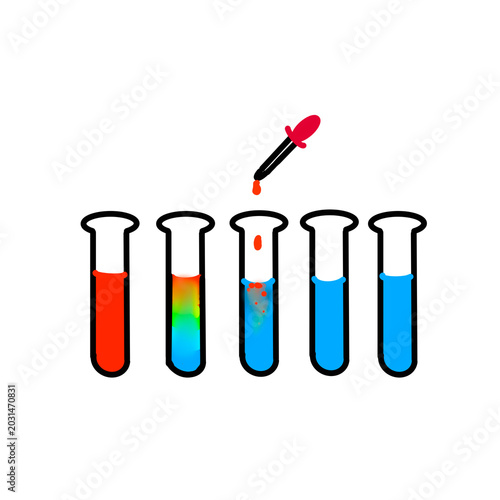 Hand drawn laboratory test tube illustration  Creative science experiment doodle featuring glowing test tubes and liquid drop in minimalist style