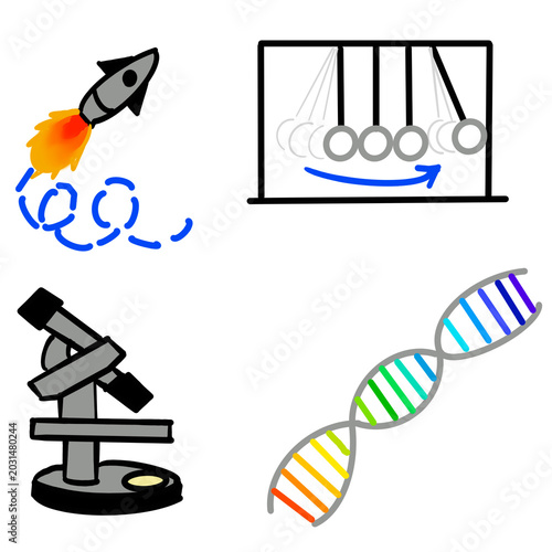  Simple science doodle pack featuring astronomy biology physics and research concept drawings