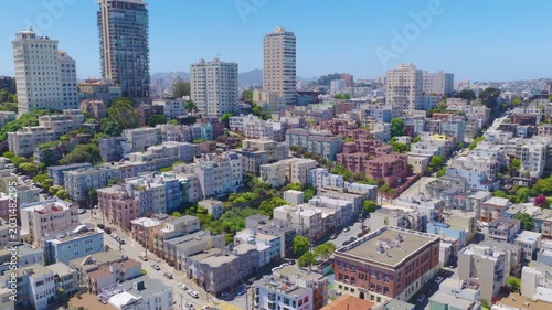San Francisco Russian Hill Aerial Over Residential Neighborhood