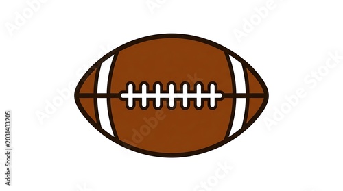 A brown american football with white stripes and laces, isolated on a clean, solid white background sport