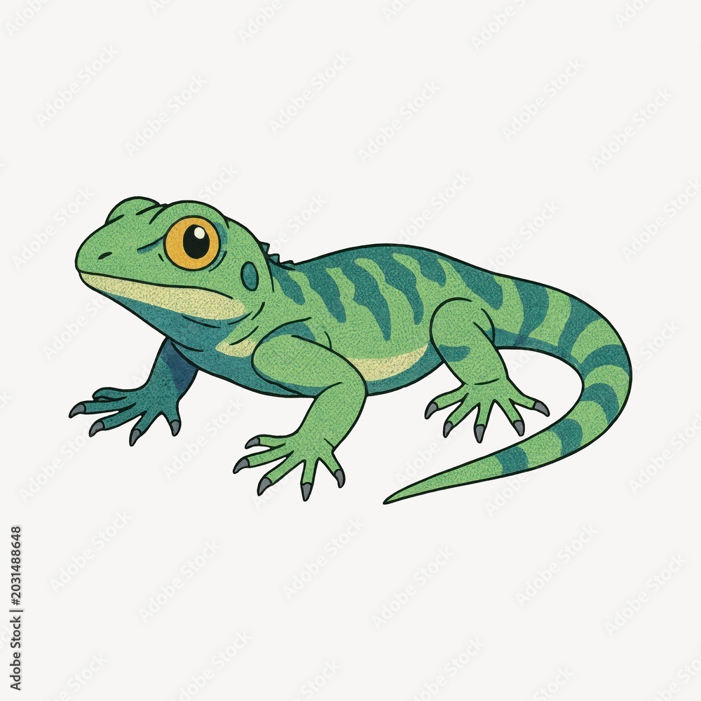 Fototapeta premium Colorful cartoon lizard illustration.
